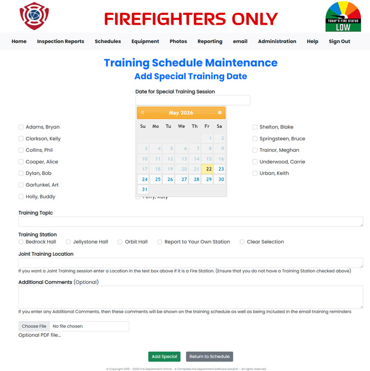 Training Special Date