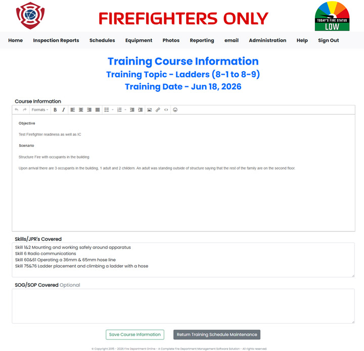 Enter Training Session Skills Taught